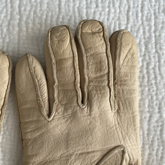 Cole Haan cream leather and cashmere gloves - Picture 3 of 6